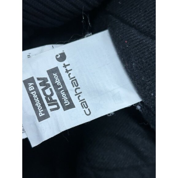 VTG Carhartt Jacket Mens Large Black J140 Duck Active Hooded Quilted Lined USA - Picture 9 of 14